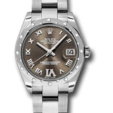 Rolex Steel and White Gold Datejust 31 Watch - 24 Diamond Bezel - Bronze Diamond Roman Vi Roman Dial - Oyster Bracelet - 178344 brdro