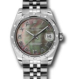 Rolex Steel and White Gold Datejust 31 Watch - 24 Diamond Bezel - Dark Mother-Of-Pearl Roman Dial - Jubilee Bracelet - 178344 dkmrj