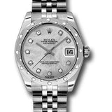 Rolex Steel and White Gold Datejust 31 Watch - 24 Diamond Bezel - Mother-Of-Pearl Diamond Dial - Jubilee Bracelet - 178344 mdj