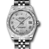 Rolex Steel and White Gold Datejust 31 Watch - 24 Diamond Bezel - Mother-Of-Pearl Diamond Roman Vi Roman Dial - Jubilee Bracelet - 178344 mdrj