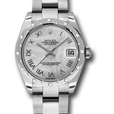 Rolex Steel and White Gold Datejust 31 Watch - 24 Diamond Bezel - Mother-Of-Pearl Roman Dial - Oyster Bracelet - 178344 mro