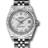 Rolex Steel and White Gold Datejust 31 Watch - 24 Diamond Bezel - Meteorite Diamond Dial - Jubilee Bracelet - 178344 mtdj