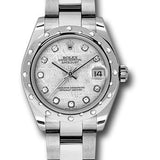 Rolex Steel and White Gold Datejust 31 Watch - 24 Diamond Bezel - Meteorite Diamond Dial - Oyster Bracelet - 178344 mtdo