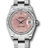 Rolex Steel and White Gold Datejust 31 Watch - 24 Diamond Bezel - Pink Diamond Dial - Oyster Bracelet - 178344 pdo