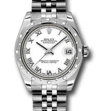 Rolex Steel and White Gold Datejust 31 Watch - 24 Diamond Bezel - White Roman Dial - Jubilee Bracelet - 178344 wrj