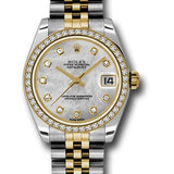 Rolex Steel and Yellow Gold Datejust 31 Watch - 46 Diamond Bezel - Mother-Of-Pearl Diamond Dial - Jubilee Bracelet - 178383 mdj