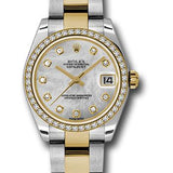 Rolex Steel and Yellow Gold Datejust 31 Watch - 46 Diamond Bezel - Mother-Of-Pearl Diamond Dial - Oyster Bracelet - 178383 mdo