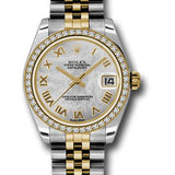 Rolex Steel and Yellow Gold Datejust 31 Watch - 46 Diamond Bezel - Mother-Of-Pearl Roman Dial - Jubilee Bracelet - 178383 mrj