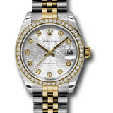 Rolex Steel and Yellow Gold Datejust 31 Watch - 46 Diamond Bezel - Silver Jubilee Diamond Dial - Jubilee Bracelet - 178383 sjdj