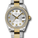 Rolex Steel and Yellow Gold Datejust 31 Watch - 46 Diamond Bezel - Silver Jubilee Diamond Dial - Oyster Bracelet - 178383 sjdo