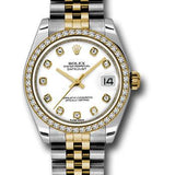 Rolex Steel and Yellow Gold Datejust 31 Watch - 46 Diamond Bezel - White Diamond Dial - Jubilee Bracelet - 178383 wdj