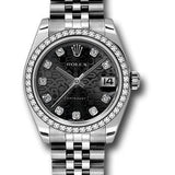 Rolex Steel and White Gold Datejust 31 Watch - 46 Diamond Bezel - Black Jubilee Diamond Dial - Jubilee Bracelet - 178384 bkjdj