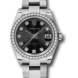 Rolex Steel and White Gold Datejust 31 Watch - 46 Diamond Bezel - Black Jubilee Diamond Dial - Oyster Bracelet - 178384 bkjdo