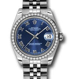 Rolex Steel and White Gold Datejust 31 Watch - 46 Diamond Bezel - Blue Roman Dial - Jubilee Bracelet - 178384 blrj