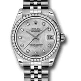 Rolex Steel and White Gold Datejust 31 Watch - 46 Diamond Bezel - Mother-Of-Pearl Diamond Dial - Jubilee Bracelet - 178384 mdj