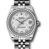 Rolex Steel and White Gold Datejust 31 Watch - 46 Diamond Bezel - Meteorite Diamond Dial - Jubilee Bracelet - 178384 mtdj