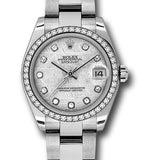 Rolex Steel and White Gold Datejust 31 Watch - 46 Diamond Bezel - Meteorite Diamond Dial - Oyster Bracelet - 178384 mtdo