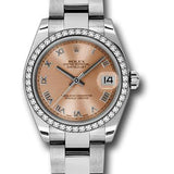 Rolex Steel and White Gold Datejust 31 Watch - 46 Diamond Bezel - Pink Roman Dial - Oyster Bracelet - 178384 pro