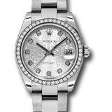 Rolex Steel and White Gold Datejust 31 Watch - 46 Diamond Bezel - Silver Jubilee Diamond Dial - Oyster Bracelet - 178384 sjdo