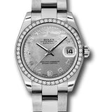 Rolex Steel and White Gold Datejust 31 Watch - 46 Diamond Bezel - White Goldust Mother-Of-Pearl Arabic Dial - Oyster Bracelet - 178384 wgdmdao