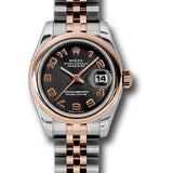 Rolex Steel and Everose Gold Rolesor Lady Datejust 26 Watch - Domed Bezel - Black Concentric Circle Arabic Dial - Jubilee Bracelet - 179161 bkcaj