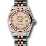 Rolex Steel and Everose Gold Rolesor Lady Datejust 26 Watch - Domed Bezel - Pink Champagne Roman Dial - Jubilee Bracelet - 179161 prj