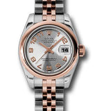 Rolex Steel and Everose Gold Rolesor Lady Datejust 26 Watch - Domed Bezel - Silver Concentric Circle Arabic Dial - Jubilee Bracelet - 179161 scaj