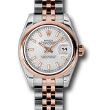 Rolex Steel and Everose Gold Rolesor Lady Datejust 26 Watch - Domed Bezel - Silver Index Dial - Jubilee Bracelet - 179161 sij