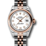 Rolex Steel and Everose Gold Rolesor Lady Datejust 26 Watch - Domed Bezel - White Diamond Dial - Jubilee Bracelet - 179161 wdj