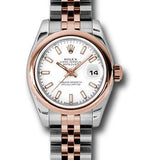 Rolex Steel and Everose Gold Rolesor Lady Datejust 26 Watch - Domed Bezel - White Index Dial - Jubilee Bracelet - 179161 wsj