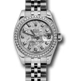 Rolex Steel and White Gold Lady Datejust 26 Watch - 46 Diamond Bezel - White Gold Crystal Diamond Dial - Jubilee Bracelet - 179384 gcdj