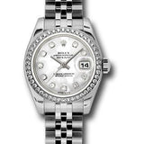 Rolex Steel and White Gold Lady-Datejust 26 Watch - 46 Diamond Bezel - Mother-Of-Pearl Diamond Dial - Jubilee Bracelet - 179384 mdj