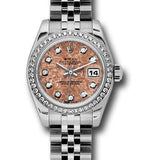 Rolex Steel and White Gold Lady-Datejust 26 Watch - 46 Diamond Bezel - Pink Gold Crystal Diamond Dial - Jubilee Bracelet - 179384 pgcdj