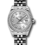 Rolex Steel and White Gold Lady Datejust 26 Watch - 46 Diamond Bezel - Silver Diamond Dial - Jubilee Bracelet - 179384 sdj