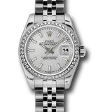 Rolex Steel and White Gold Lady-Datejust 26 Watch - 46 Diamond Bezel - Silver Index Dial - Jubilee Bracelet - 179384 sij