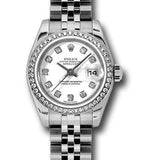 Rolex Steel and White Gold Lady-Datejust 26 Watch - 46 Diamond Bezel - White Diamond Dial - Jubilee Bracelet - 179384 wdj