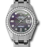 Rolex Platinum Day-Date Special Edition 39 Watch - 40 Diamond Bezel - Dark Mother-Of-Pearl Diamond Dial - 18946 dkmd