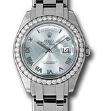 Rolex Platinum Day-Date Special Edition 39 Watch - 40 Diamond Bezel - Glacier Blue Roman Dial - 18946 glar