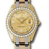 Rolex Yellow Gold Day-Date Special Edition 39 Watch - 40 Diamond Bezel - Champagne Diamond Dial - 18948tri chd