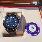 Omega Seamaster Diver 300M Rare Sedna Gold 42mm 210.22.42.20.01.002 Black Dial Complete Set