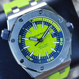 Audemars Piguet Royal Oak Offshore Diver 15710ST.OO.A038CA.01 Green Index Stainless Steel Rubber 42mm Automatic