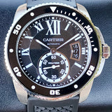 Cartier Calibre de Cartier Diver Watch - 42 mm Steel Case - Black Dial - Black Rubber Strap - W7100056