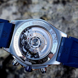 Breitling Super Chronomat B01 44 Watch - Stainless Steel - Blue Dial - Blue Rubber Strap - Folding Buckle - AB0136161C1S1