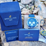 Breitling Super Chronomat B01 44 Watch - Stainless Steel - Blue Dial - Blue Rubber Strap - Folding Buckle - AB0136161C1S1