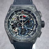 Zenith DEFY El Primero 21 Black Carbon Skeleton Dial Chronograph 10.9000.9004/96.R921 44mm Box & Papers WARRANTY