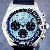 Breitling Chronomat B10 Platinum Bezel Chronograph PB0134101C1S1 42mm Ice Blue Dial Full Set WARRANTY