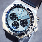 Breitling Chronomat B10 Platinum Bezel Chronograph PB0134101C1S1 42mm Ice Blue Dial Full Set WARRANTY