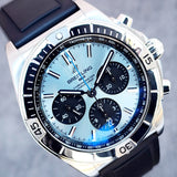 Breitling Chronomat B10 Platinum Bezel Chronograph PB0134101C1S1 42mm Ice Blue Dial Full Set WARRANTY