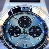 Breitling Chronomat B10 Platinum Bezel Chronograph PB0134101C1S1 42mm Ice Blue Dial Full Set WARRANTY