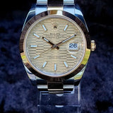 Rolex Datejust Smooth Bezel Steel/Yellow Gold Gold Motif Dial Oyster Bracelet 126303 41mm Gold Dial Full Set WARRANTY